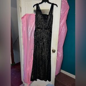 Scala Black Beaded Prom Dress